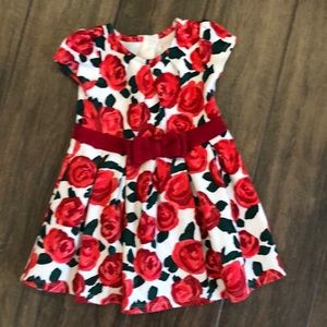 Little Girls Rosette Christmas Dress